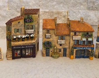 J. Carlton Dominique Gault Miniature 27 Buildings & 56 Santon Carbonel Clay Figures