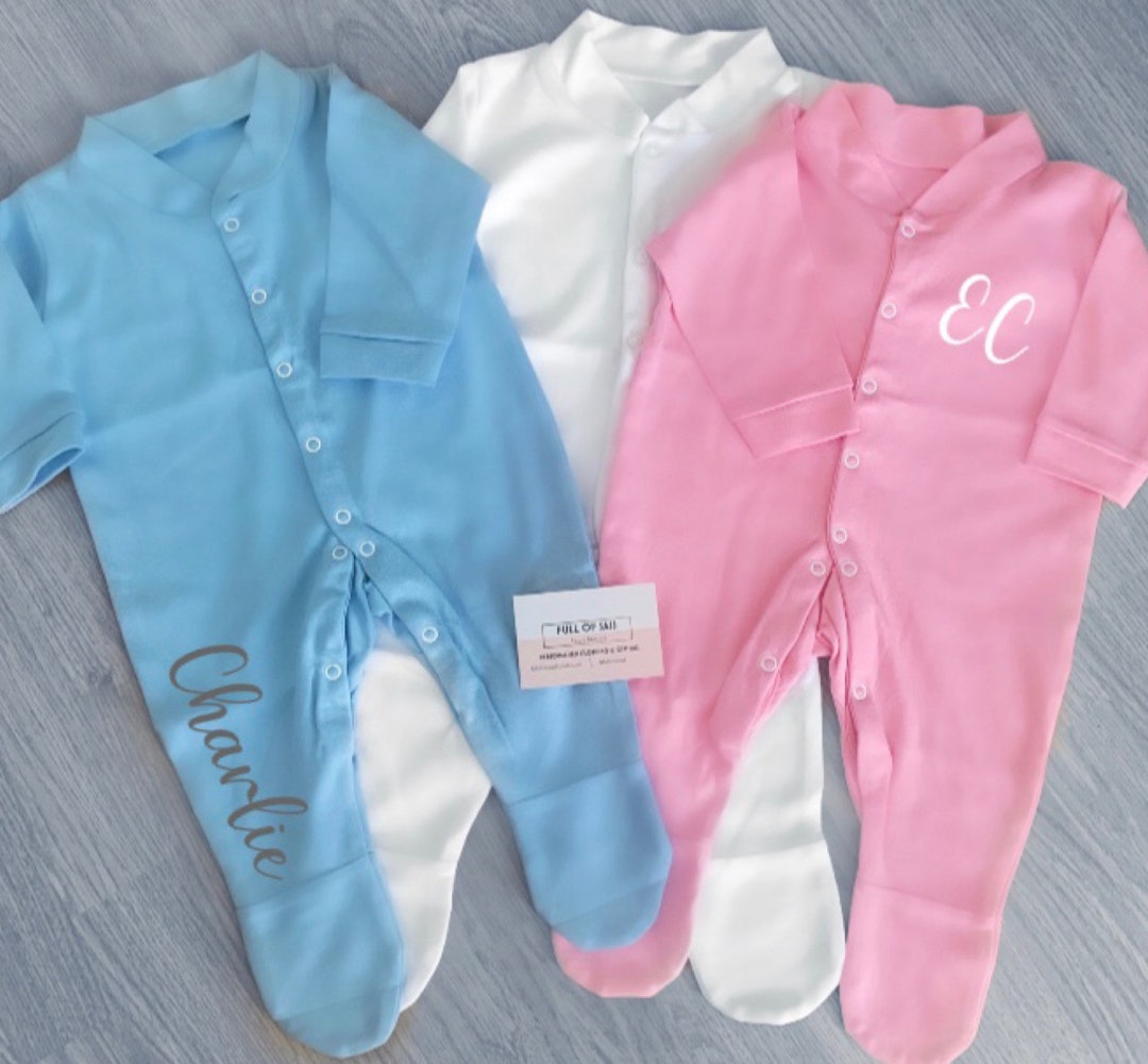 Personalised Baby Sleepsuit With Feet Newborn Sleepsuit Gift Etsy