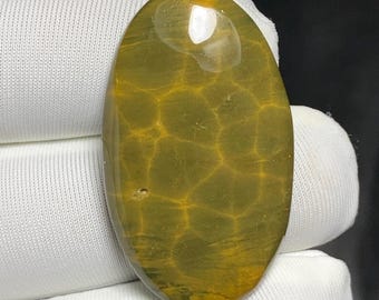 Unique Pattern Ocean Jasper ,33x19x5MM, 28.4ct, Orbicular Green Flat Back, Loose Gemstone For Jewelry Making
