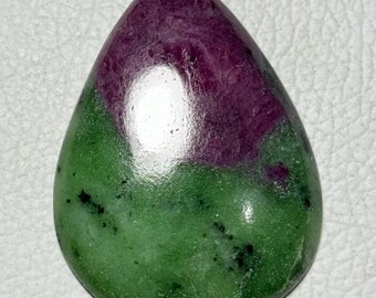 Natural Ruby Zoisite Gemstone: Pear Cabochon (50x36 MM, 142 Carat)