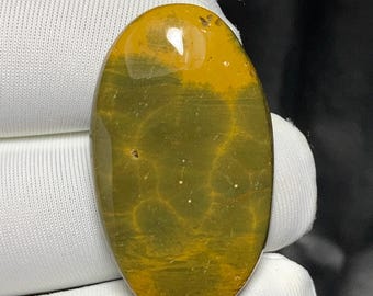 Unique Pattern Ocean Jasper ,32x19x5MM, 26.6ct, Orbicular Green Flat Back, Loose Gemstone For Jewelry Making