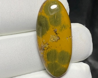 Unique Pattern Ocean Jasper ,31x17x5MM, 20.7ct, Orbicular Green Flat Back, Loose Gemstone For Jewelry Making