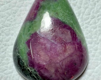 Natural Ruby Zoisite Cabochon: Pear Gemstone (34x24 MM)