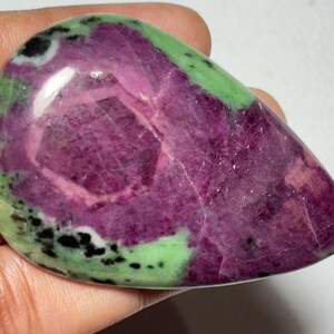 Natural Pear Ruby Zoisite Cabochon: 200 Carat Gemstone, 59x39x9