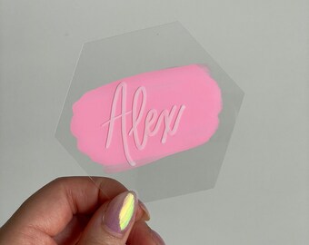 Acrylic Signs, Hexagon Name Cards, Place Cards | Special Events, Parties, Showers, Weddings, Bachelorette | Custom, Handmade, Hand-Painted