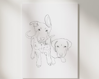 Pet Line Illustration (Two Pets)