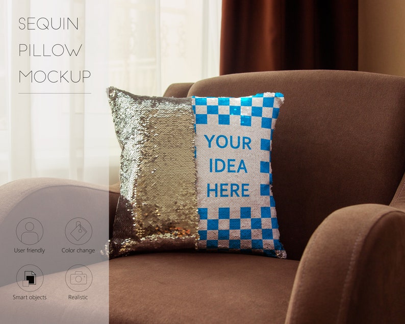 Sequin Pillow Mockup Pillow Case Mockup Sequin Cushion Etsy