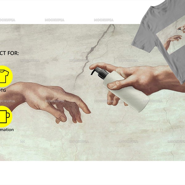 Michelangelo The Creation of Adam Hands, Funny Quarantine Art, Wash Your Hand PNG, Sistine Chapel, Social Distance JPG, Creazione di Adamo