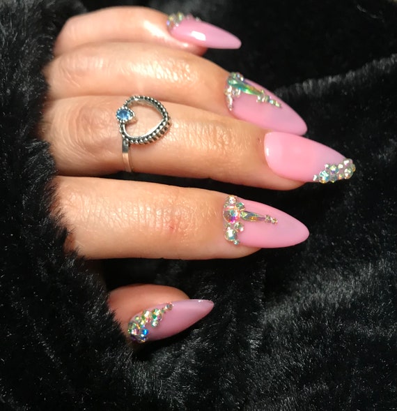 Sweet pink summer blink acrylic press on nails available in any length n shape