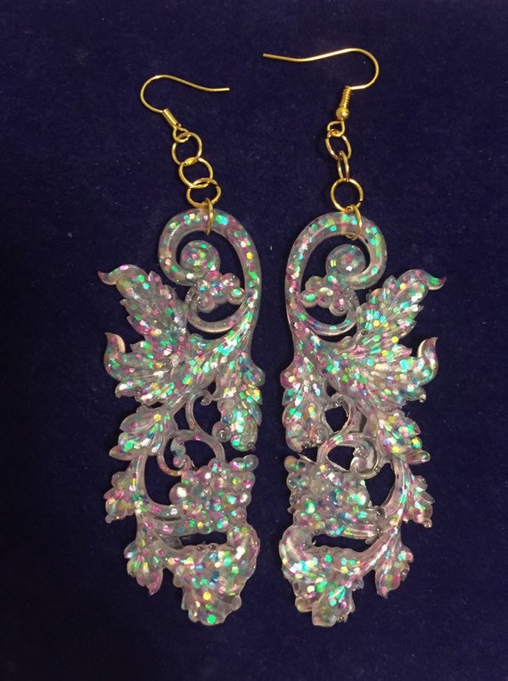 Summer whimsical fancy iridescent  fantasy fairy elven Earrings