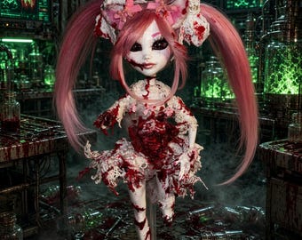 Custom Monster High Doll: White Cat Human Hybrid OOAK Art Doll