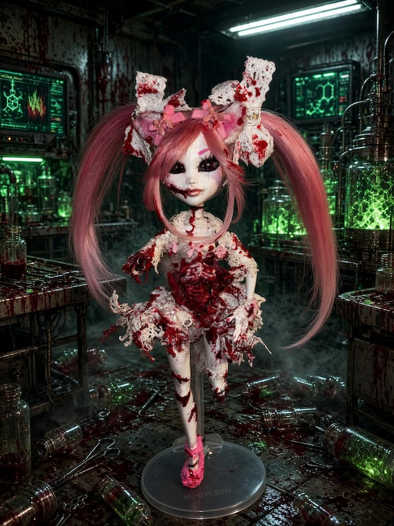 Custom Monster High Doll: White Cat Human Hybrid OOAK Art Doll