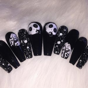 The nightmare before Christmas ,Jack Skeleton Press On Nails, Gothic Halloween Nail Set
