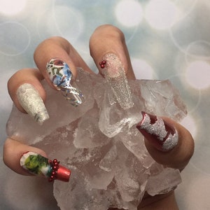 Christmas grinch Press on uv gel/acrylic nail sets the Grinch who stole Christmas