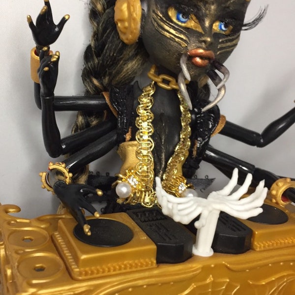 DJ Spider Ooak art doll monster high repaint halloween  gothic spider  doll