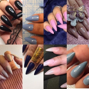 solid colour med stiletto Press on nails,fake nails ,false nails ,press on nail sets