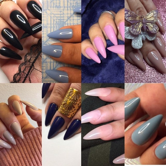 solid colour med stiletto Press on nails,fake nails ,false nails ,press on nail sets