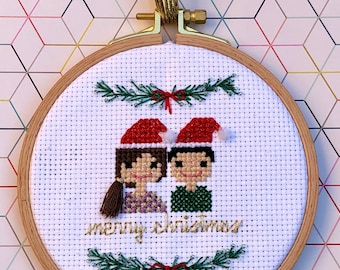 Cross stitch designed Christmas ornament