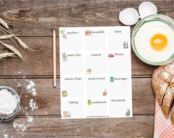 Printable Grocery Shopping List, Kitchen Organization (Digital Download)