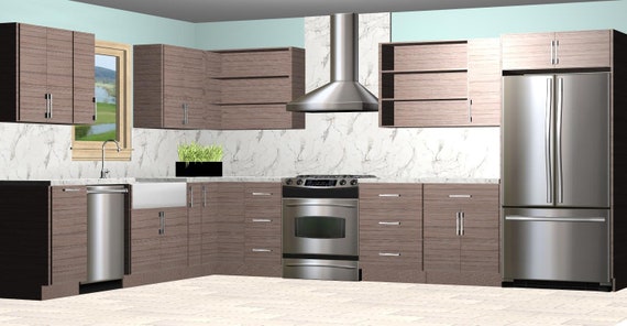 Kitchen Cabinet Design Services Slab Grain Laminate Design All Etsy