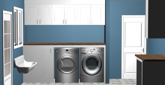 Laundry Room Cabinet Design Services Shaker White Millennial Etsy