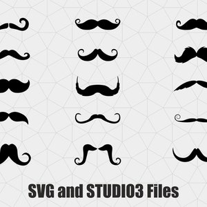 Schnurrbart, SVG, 15 Designs für Cricut und Silhouette