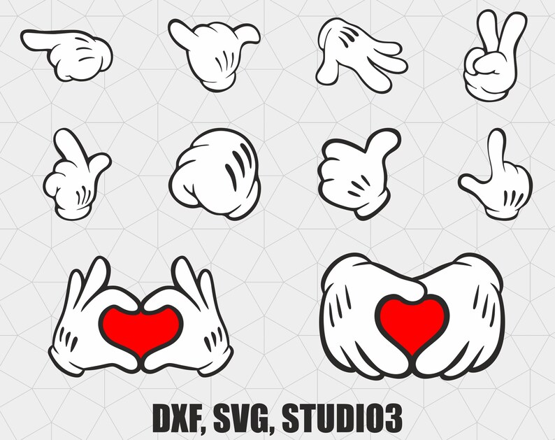 Mickey Mouse Hands Mickey Mouse SVG Disney SVG Heart Hands | Etsy