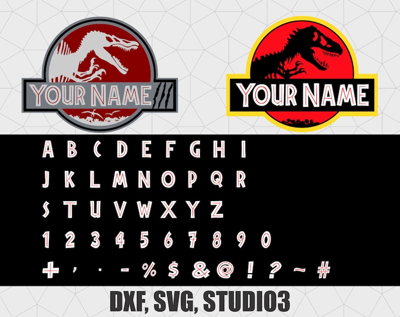ready to use and edit svg numbers and letters and symbols create your own custom logo jurassic park alphabet studio3 dxf clip art art collectibles mabnadieselpart com