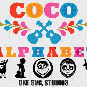 Coco alphabet, Coco svg, Disney svg, Coco movie, Dia de muertos, Coco Disney, Cricut, Silhouette