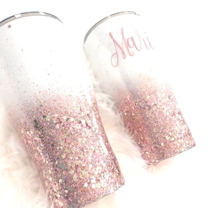 Rose Gold Ombré Tumbler | Epoxy and Glitter | Rose Gold Hues | Add a Decal | Custom Glitter Tumbler