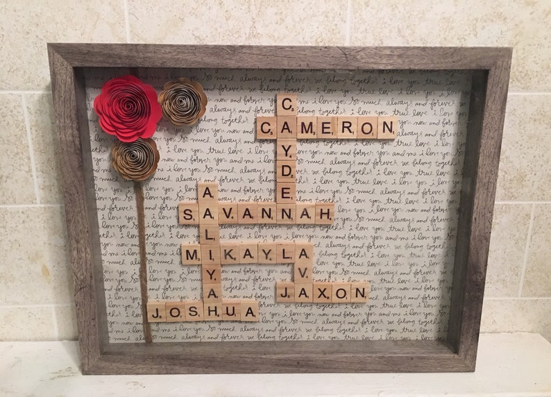 Custom shadow box Scrabble Framed art Personalized Etsy