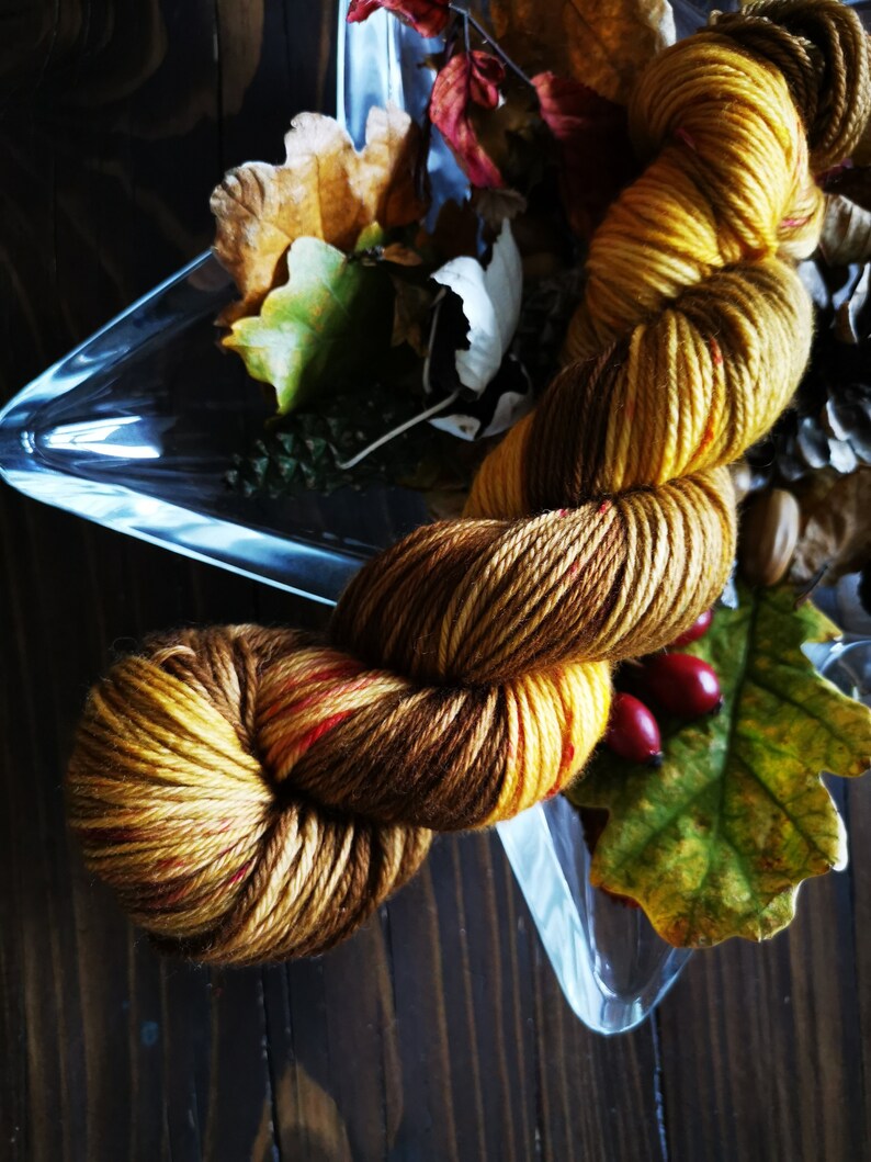 Yarn Unique Autumn Leaves Hand Dyed DK yarn 100g Skein Etsy