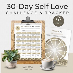 30-Tage-Self-Love Challenge und Mood Tracker | Tor-Einstellung | Sofort PDF Download US Letter - Gepard