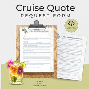 Cruise Travel Quote Form – Downloadable Cruise Info Sheet for Easy Planning | Digital Download PDF