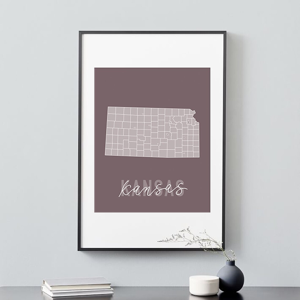 KANSAS State Outline Map 6 files in 1 USA Art Poster | Etsy