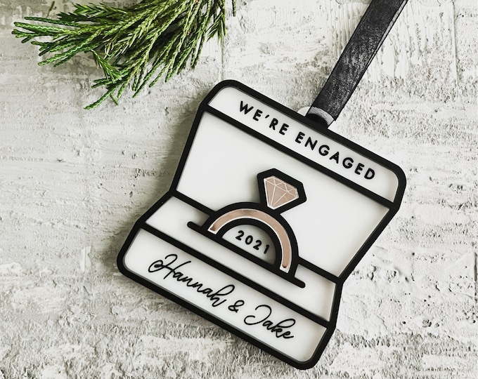 Engaged Christmas Ornament Ring Box Personalized 2022 Etsy