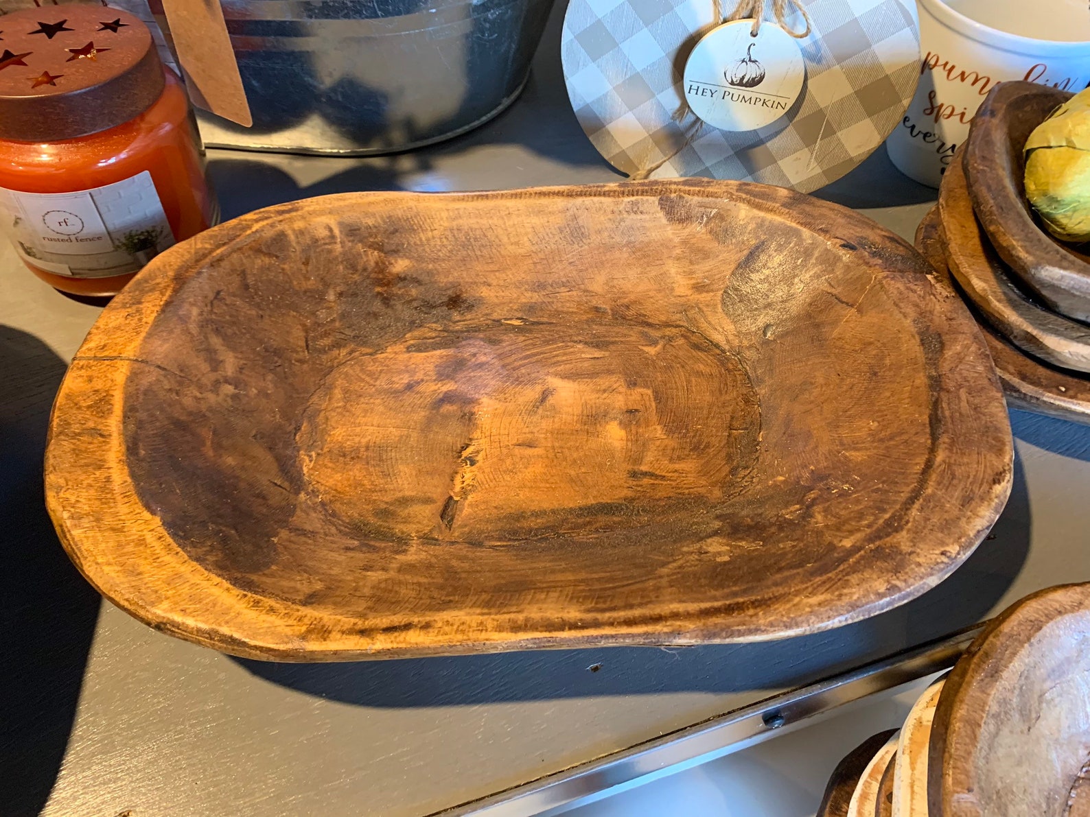 Medium Hand Carved Dough Bowl | Etsy