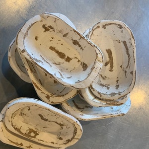 10-Pack Small Dough Bowls FREE SHIPPING – Vintage White- Hand Carved - Distressed Finish