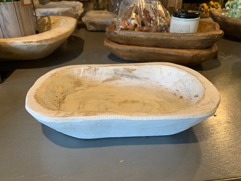 WHITE DOUGH BOWL Small Hand Carved Bowl Farmhouse Decor Etsy