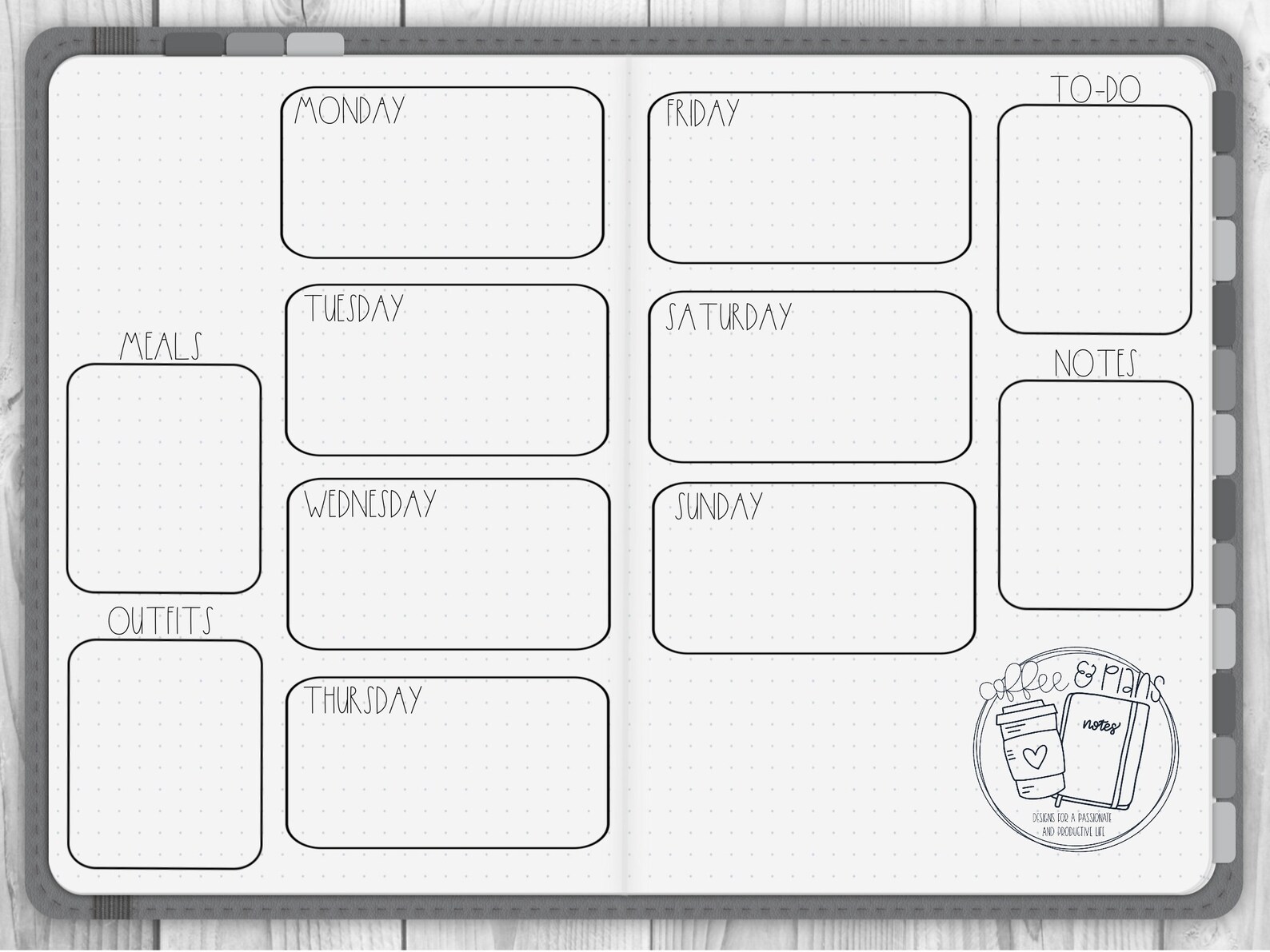 Bullet Journal Weekly Layout Insert for Digital Bullet Journal Etsy