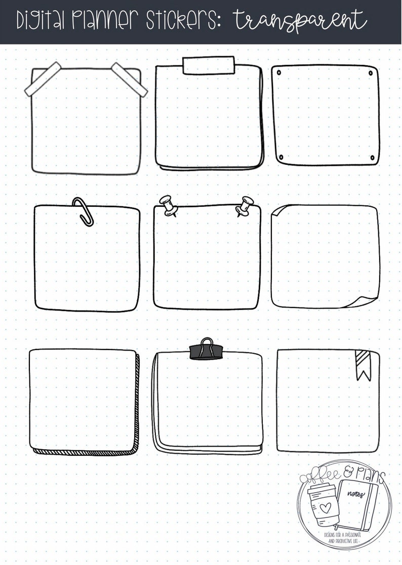 Doodle Post Its Digital Planner Stickers | Goodnotes Stickers iPad ...