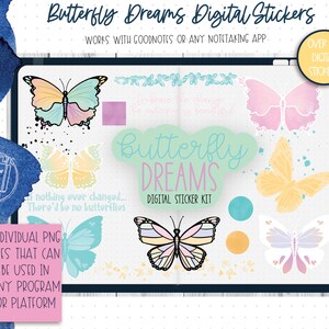 Butterfly Dreams Digital Sticker Kit | Goodnotes Stickers iPad Stickers Precropped Stickers iPad Digital Stickers Journal Stickers