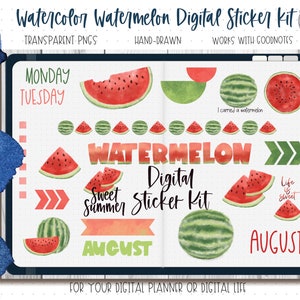 Aquarel Aquamelon Digitale Sticker Kit | Goodnotes Stickers iPad Stickers Voorgecropped Stickers iPad Digitale Stickers Journal Stickers Stickers