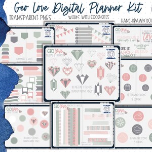 Geo Love Digital Planner Kit | Goodnotes Stickers iPad Stickers Precropped Stickers iPad Digital Stickers Journal Stickers