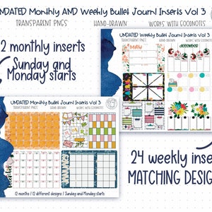 UNDATED Digital Weekly and Monthly Bullet Journal Inserts BUNDLE Volume THREE GoodNotes