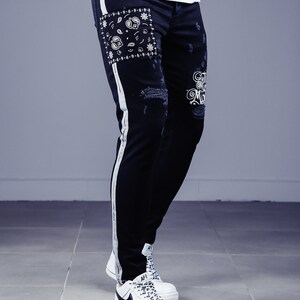 black striped jeans
