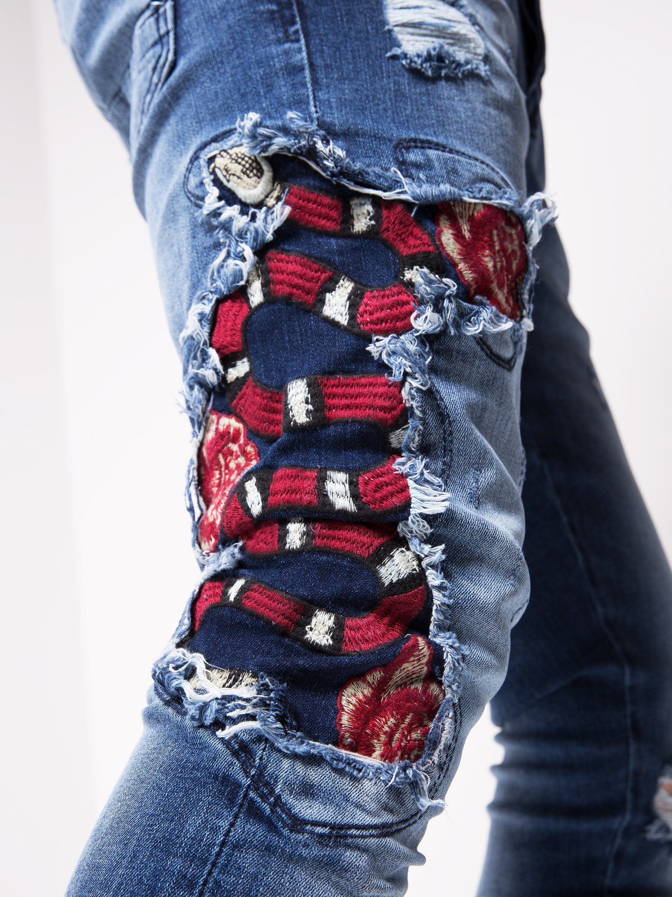 Snake Patch Jeans 4633 Etsy