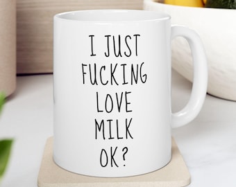 Taza divertida para amantes de la leche: Taza de café con humor para adultos