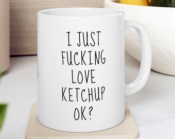 Taza divertida para amantes del kétchup, taza de café de cerámica de 325 ml.