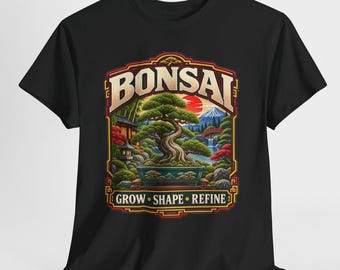 Bonsai Tree Lover T-Shirt, Grow Shape Refine Art, Japanese Garden Gift